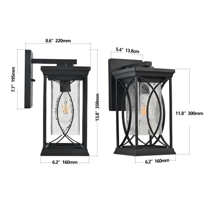 1-Pack Outdoor Light Lantern with Modern Crackled Glass for Exterior Purpose