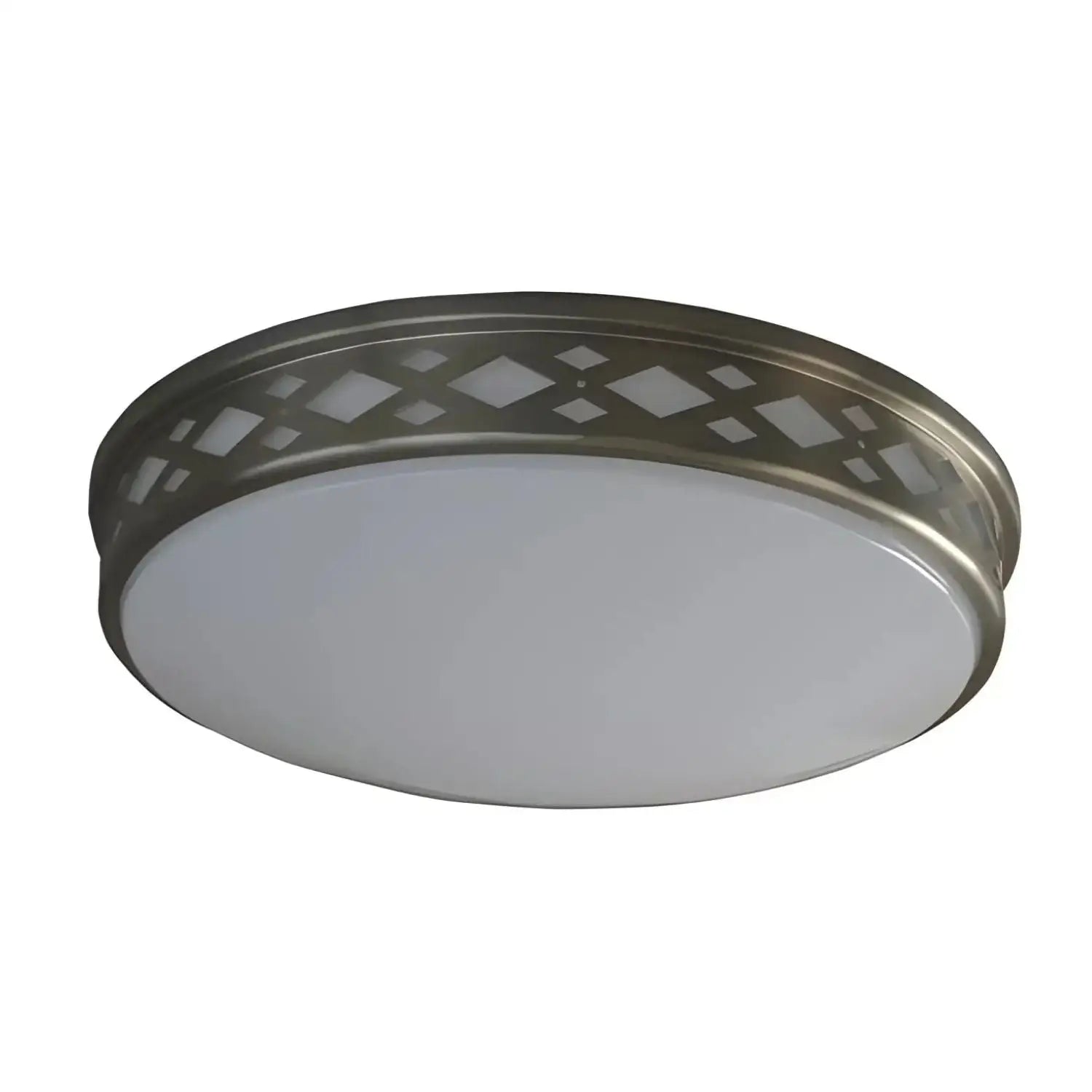 10’’ 15W LED Diamond Lattice Flush Mount | 3000K Correlated Color Temperature - Brush Nickel / 15 Watt LED