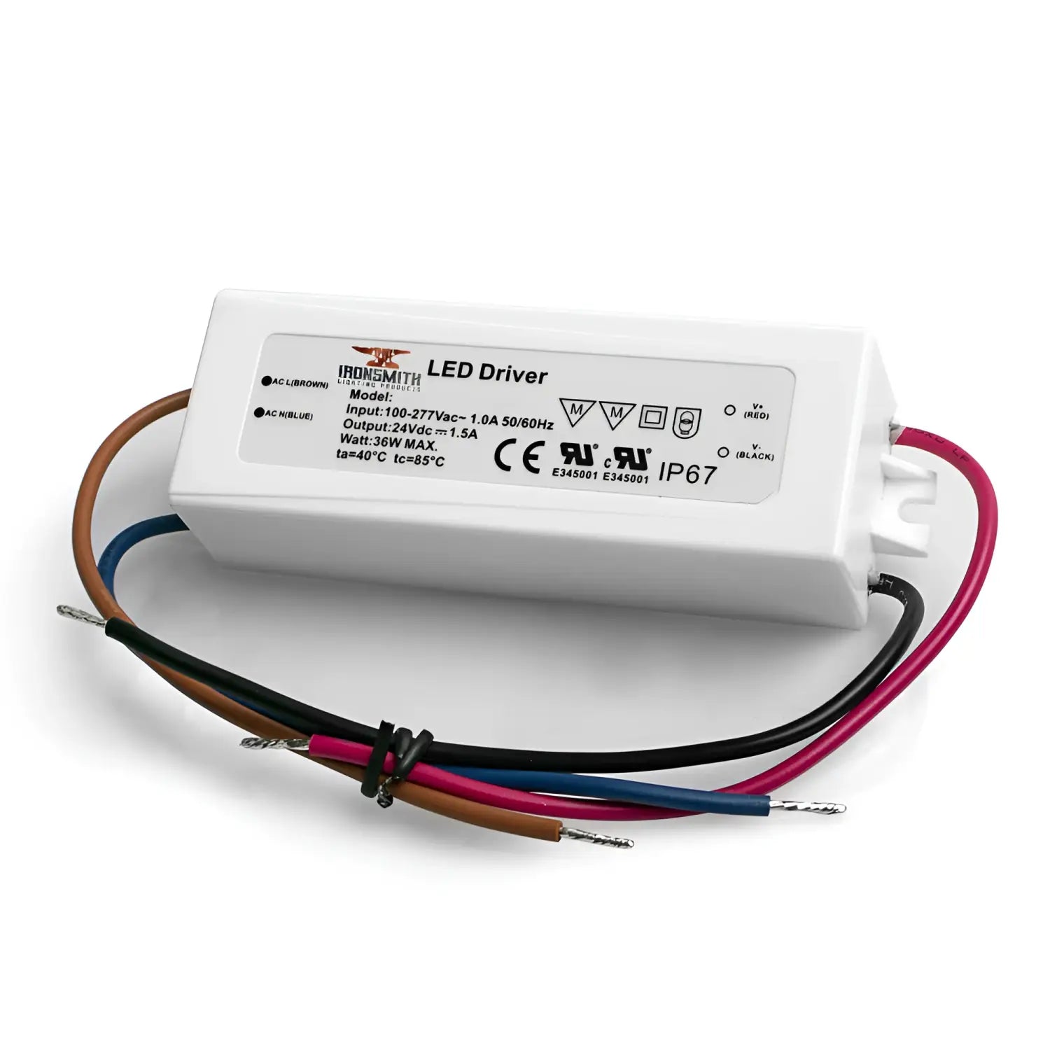 100-240V AC - 24V DC | 36W LED Constant Current Driver - 100 Volts - 240 Volts / 24V / 36 Watt - LED Driver