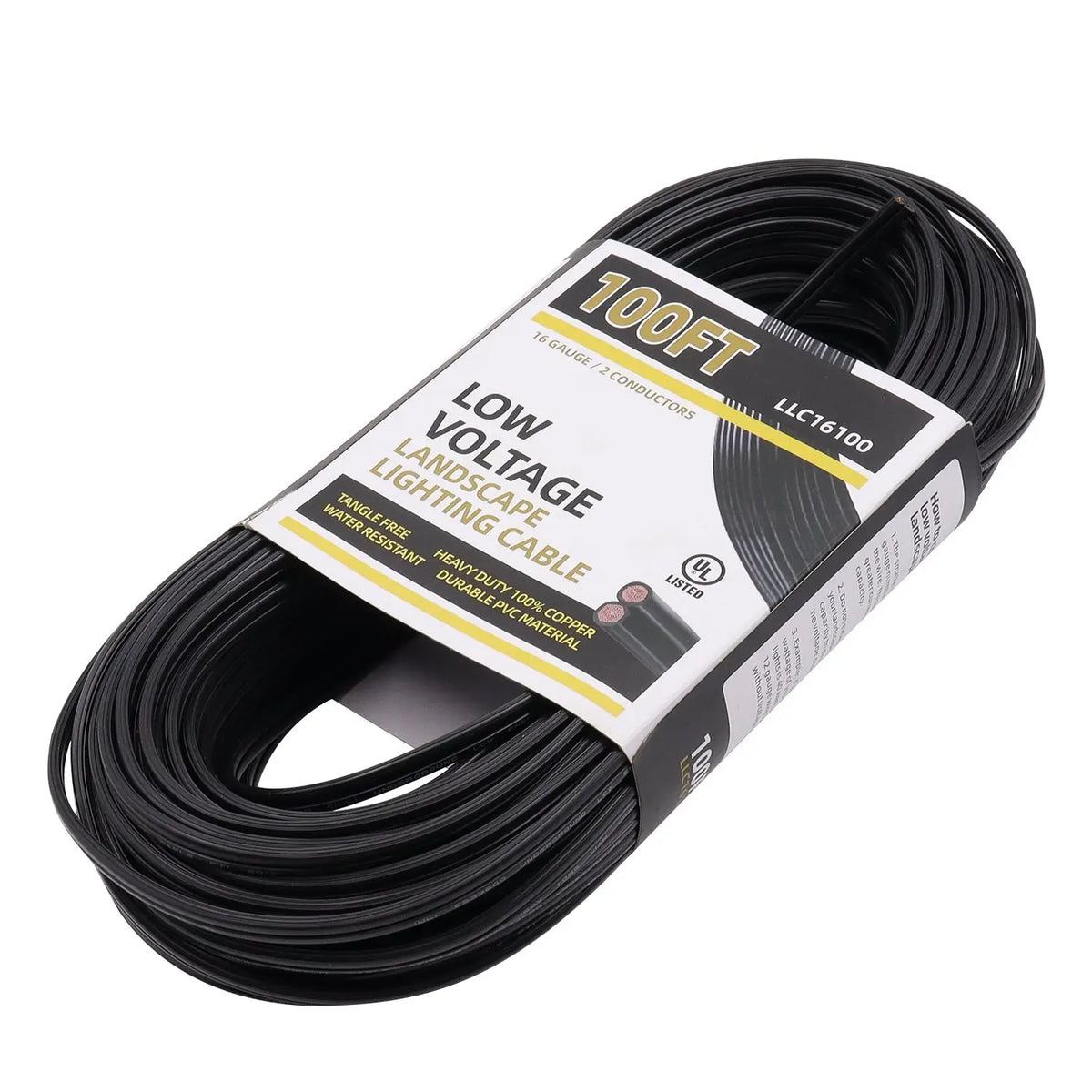 100ft ULECC 16AWG/2C Burial Electrical Wire Underground for Landscape Lighting - Low Voltage Wire