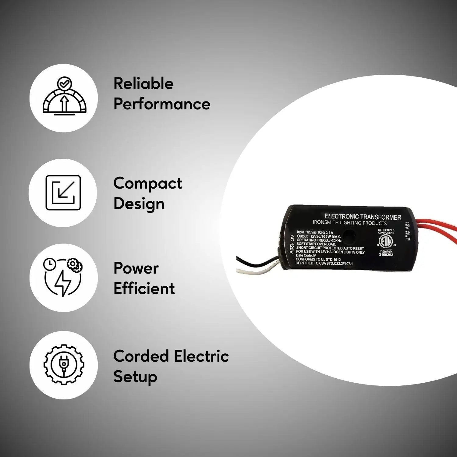 105W Halogen Electronic Potted Mini Transformer - 120 Volt / 12 Volt / 105 Watt - Transformer