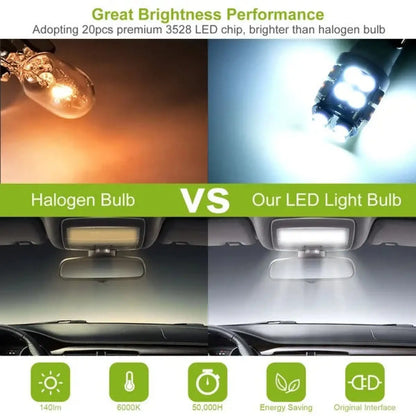 10Pcs High-Performance 12V White LED Light Bulbs for Cars - White - Automotive LED Bulb