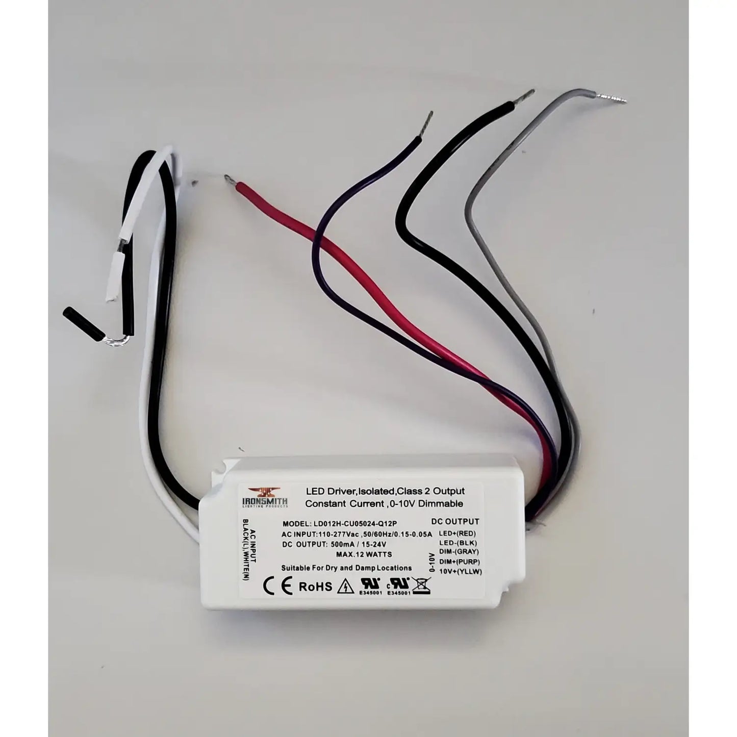 110-277 Volts AC - 15V to 24V DC | 12W Constant Current LED Driver with Dimming - 110 Volts - 277 Volts / 15V - 24V