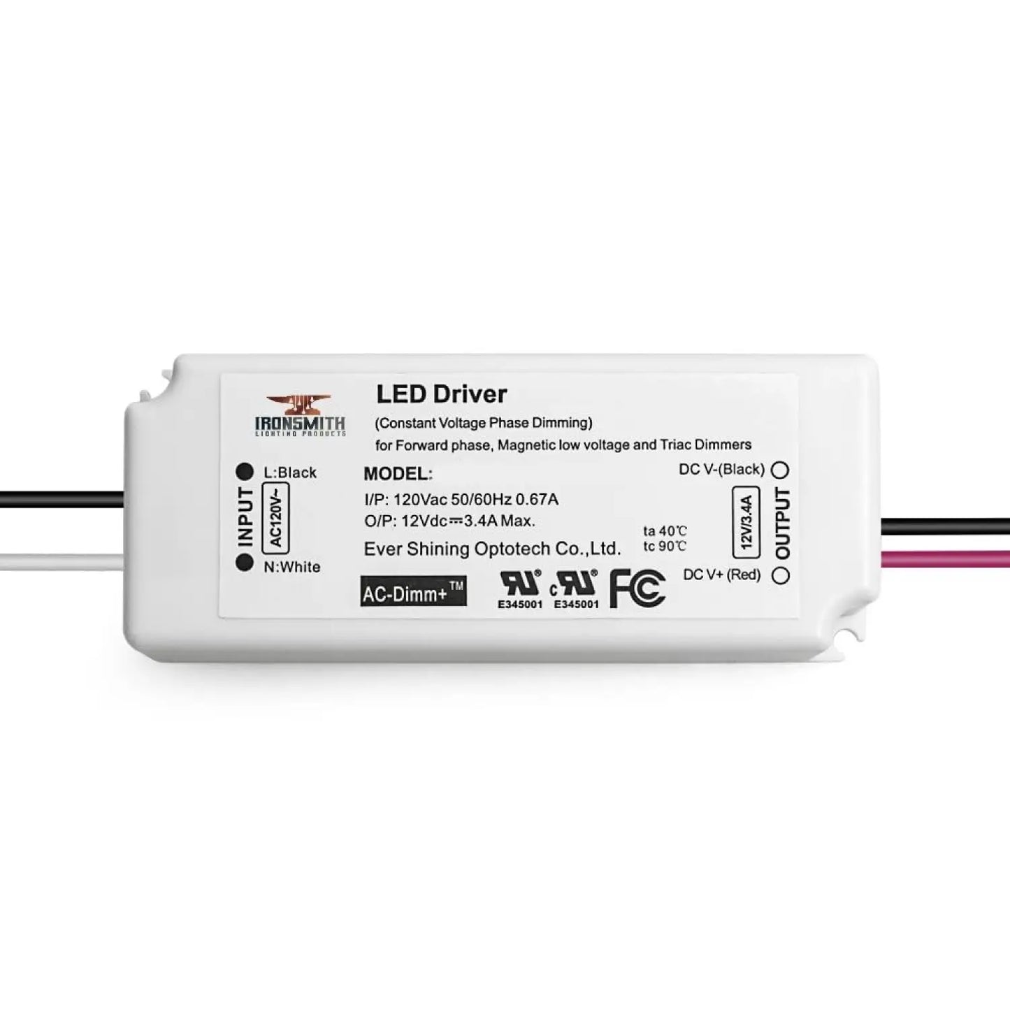 110-277 Volts AC - 24V DC | 12W Constant Voltage LED Driver with Dimming - 110 Volts - 277 Volts / 24V / 12 Watt - LED