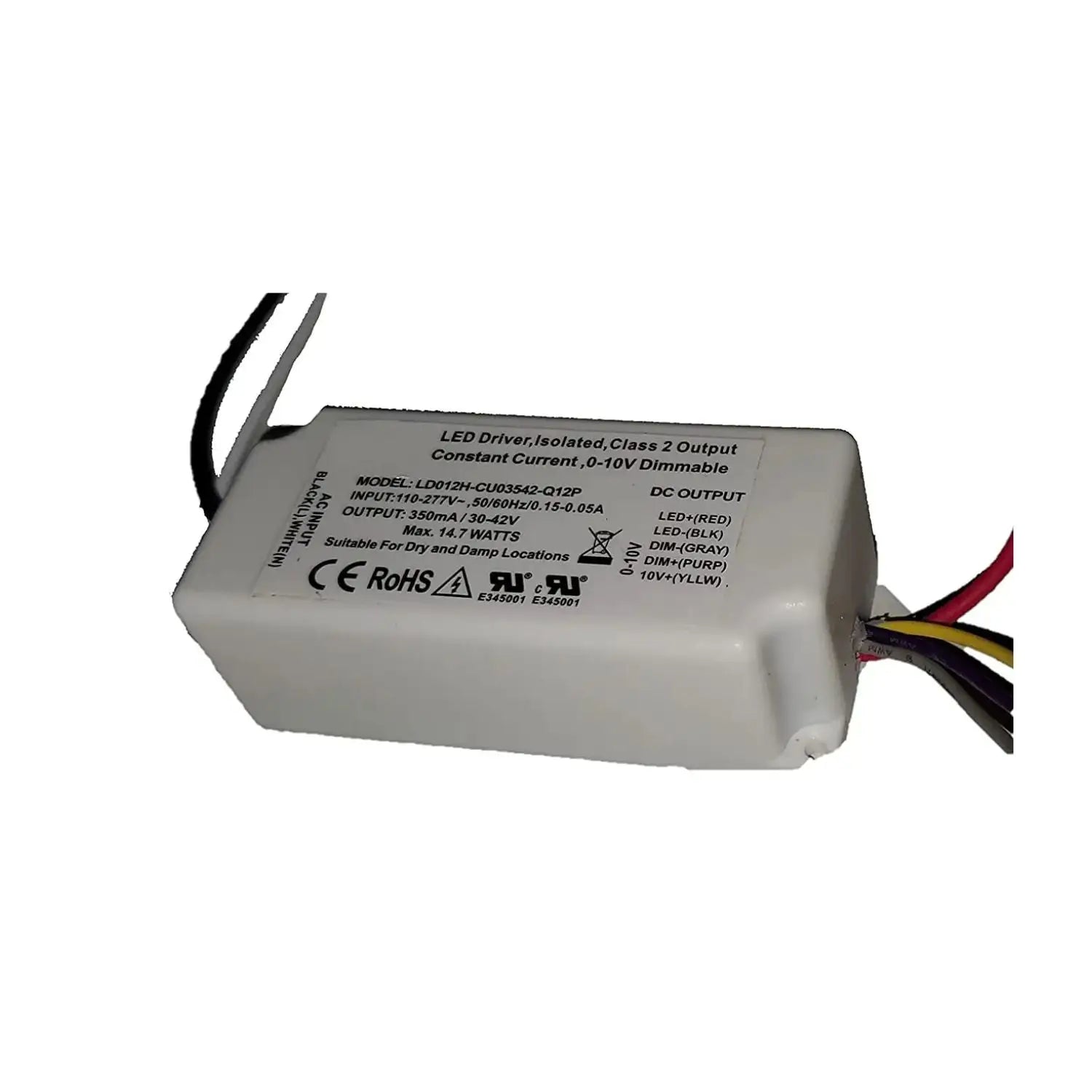 110-277V AC - 30V to 42V DC | 12W LED Driver LED Dimmer - 110 Volts - 277 Volts / 30V - 42V / 12 Watt - LED Driver