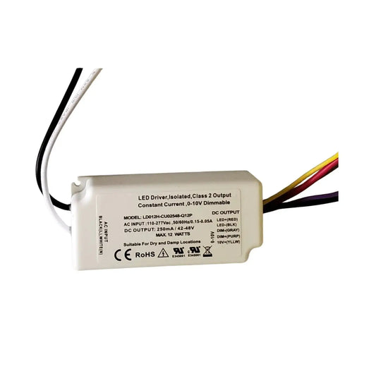 110-277 Volts AC - 42V to 48V DC | 12W Constant Current LED Driver with Dimming - 110 Volts - 277 Volts / 42V - 48V