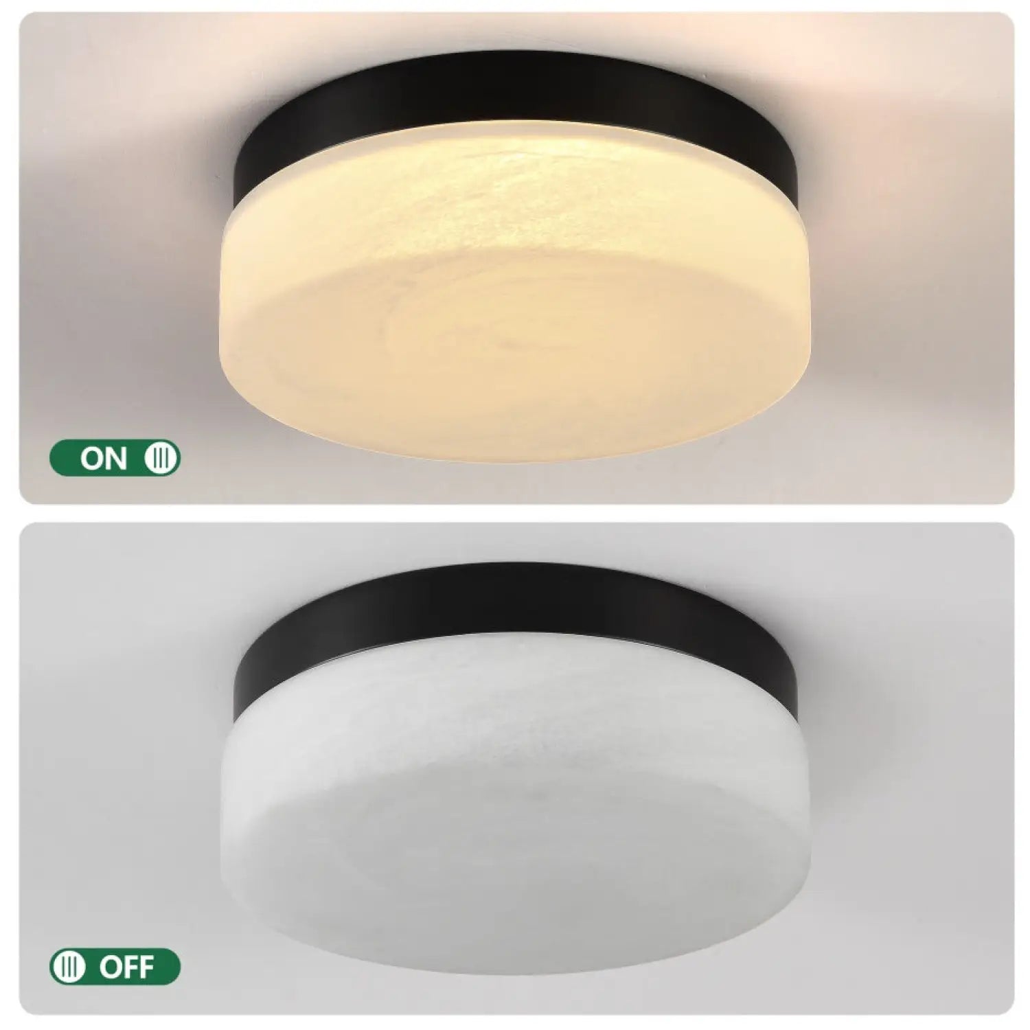 12’’ Ceiling Light LED with Round Design for Bedroom Living Room & Dining - Black - Ceiling Light