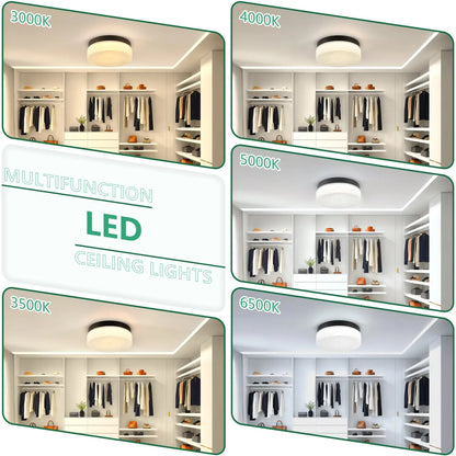 12’’ Ceiling Light LED with Round Design for Bedroom Living Room & Dining - Black - Ceiling Light