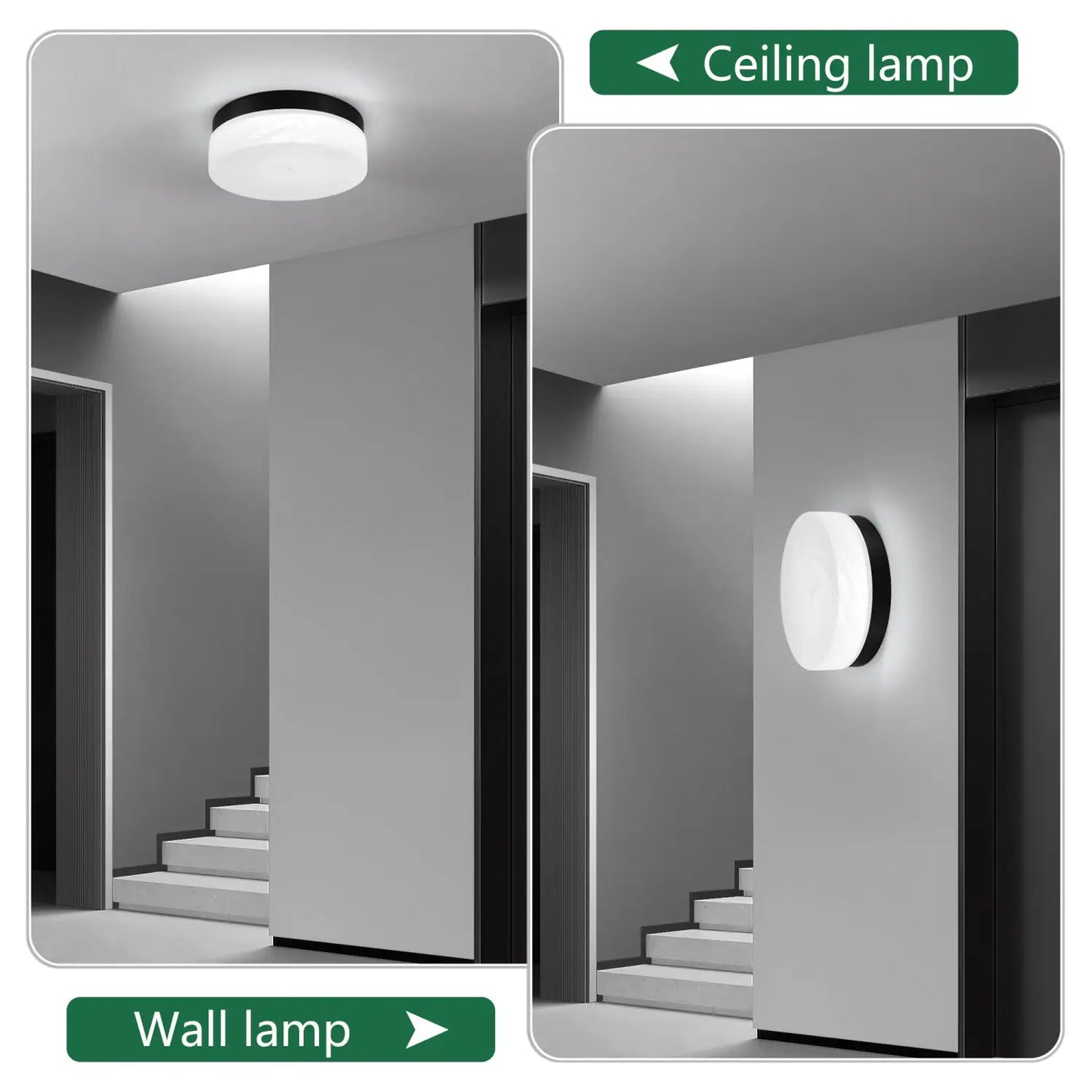 12’’ Ceiling Light LED with Round Design for Bedroom Living Room & Dining - Black - Ceiling Light