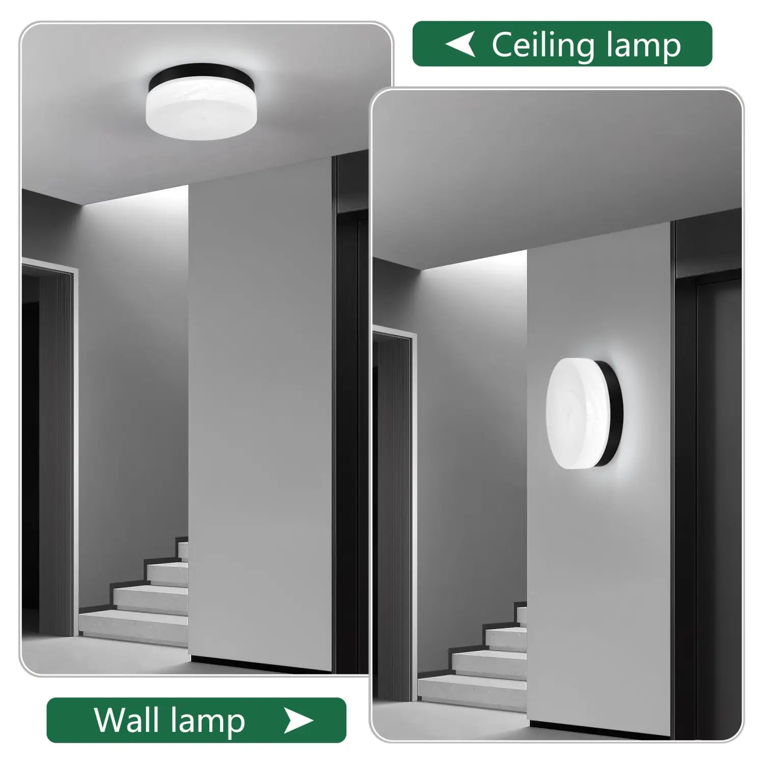 12’’ Ceiling Light LED with Round Design for Bedroom Living Room & Dining - Black - Ceiling Light