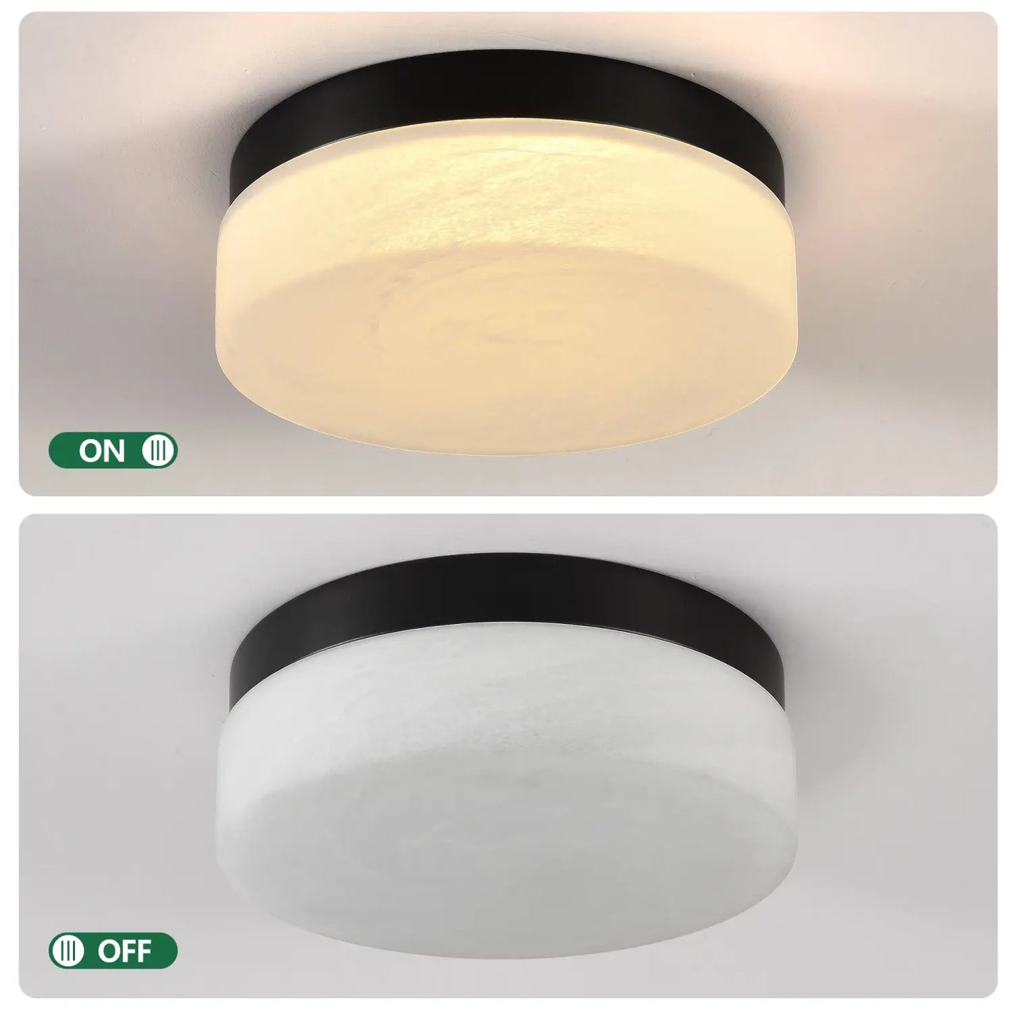 12’’ Ceiling Light LED with Round Design for Bedroom Living Room & Dining - Black - Ceiling Light