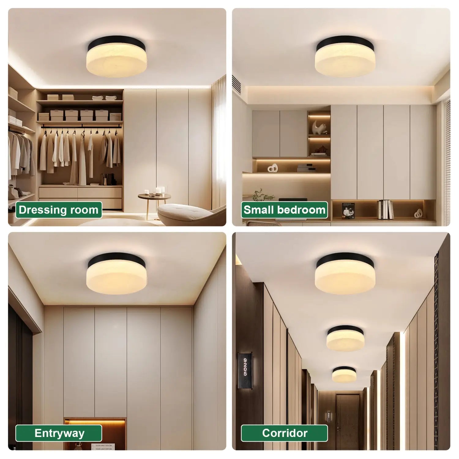 12’’ Ceiling Light LED with Round Design for Bedroom Living Room & Dining - Black - Ceiling Light