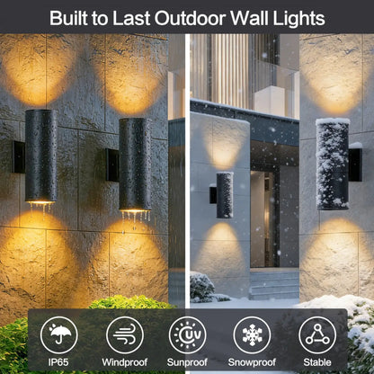 12in Outdoor Wall Lights 4Pack Cylinder Up Down Lights 60W 2700K Aluminum Exterior Wall Light Outdoor Light Fixture