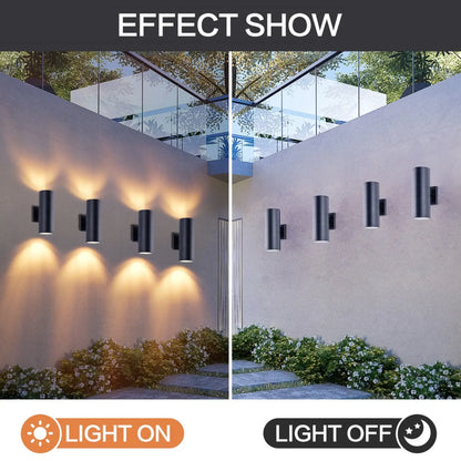 12in Outdoor Wall Lights 4Pack Cylinder Up Down Lights 60W 2700K Aluminum Exterior Wall Light Outdoor Light Fixture