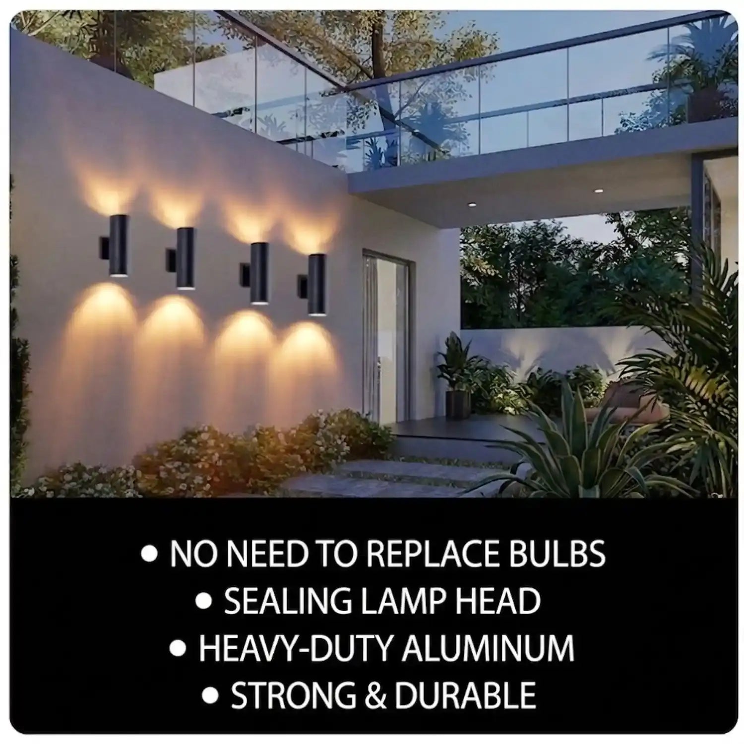 12in Outdoor Wall Lights 4Pack Cylinder Up Down Lights 60W 2700K Aluminum Exterior Wall Light Outdoor Light Fixture