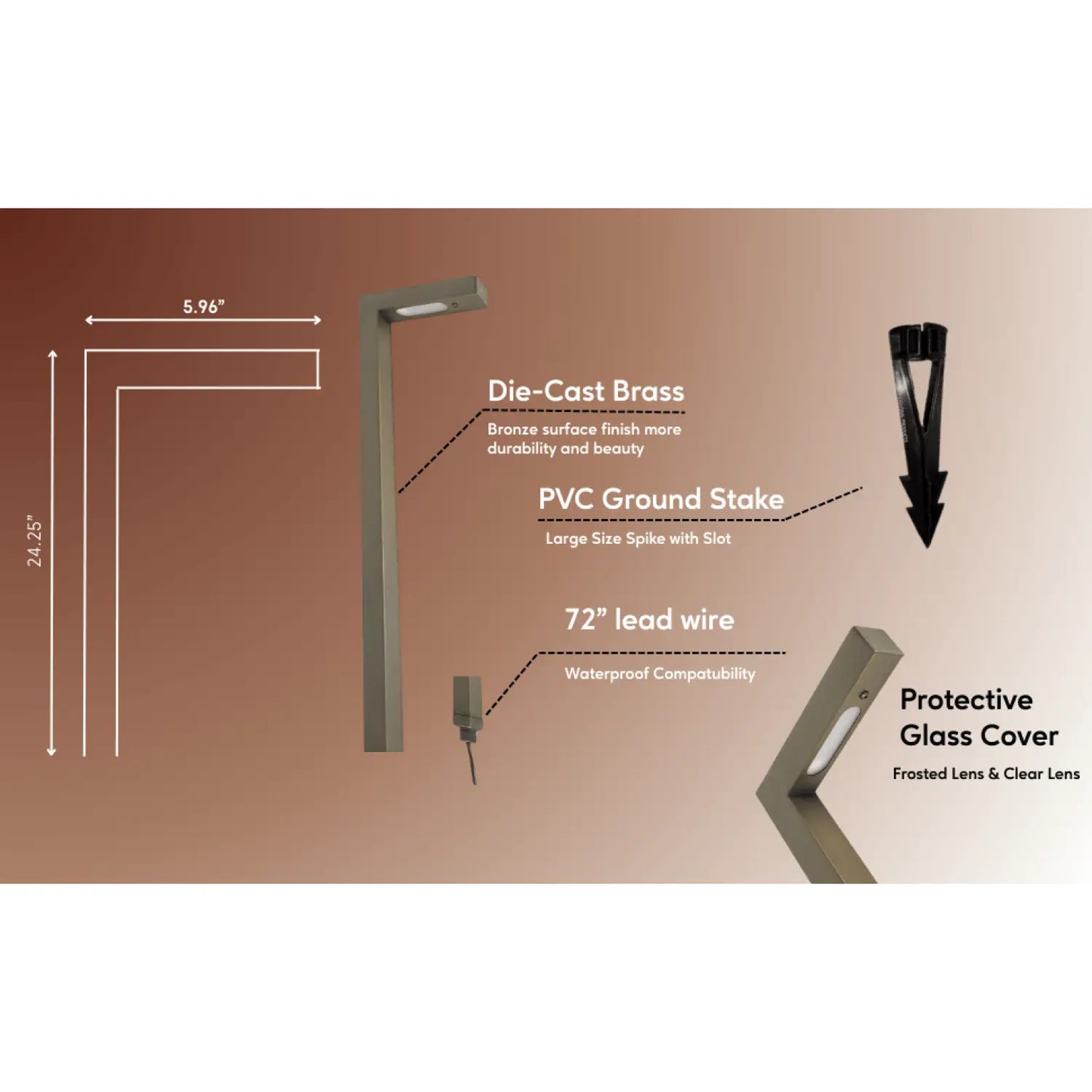 12V Brass Waterproof Walkway Lights - LED & Halogen | G4 Bulb Not Included - Path Light Fixture