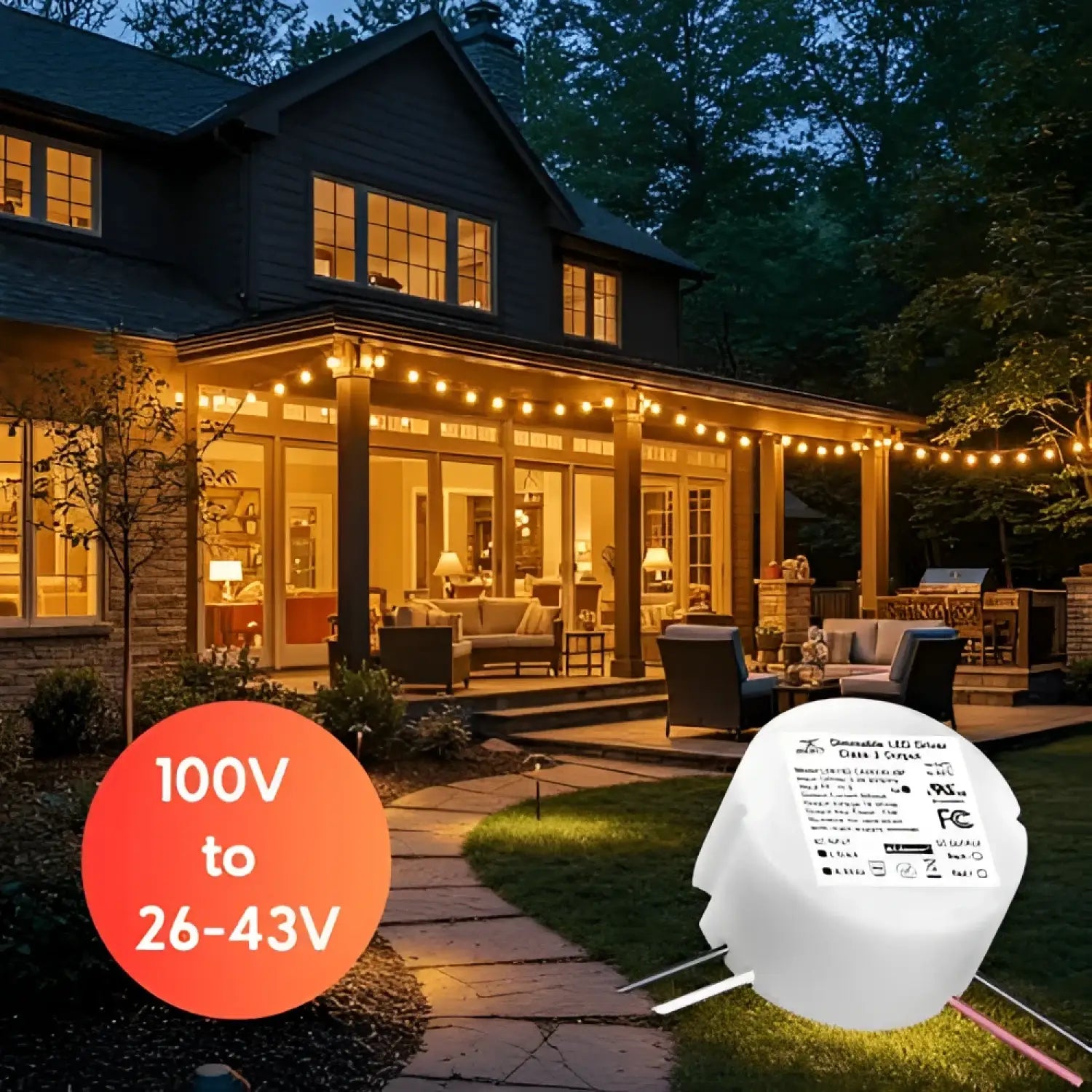 15W LED Driver with Dimmer | 120V AC to 26-43V DC Triac Dimmable - 120 Volts / 26V - 43V / 15 Watt - LED Driver