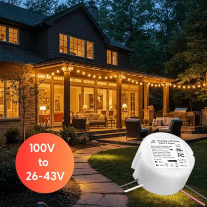 15W LED Driver with Dimmer | 120V AC to 26-43V DC Triac Dimmable - 120 Volts / 26V - 43V / 15 Watt - LED Driver