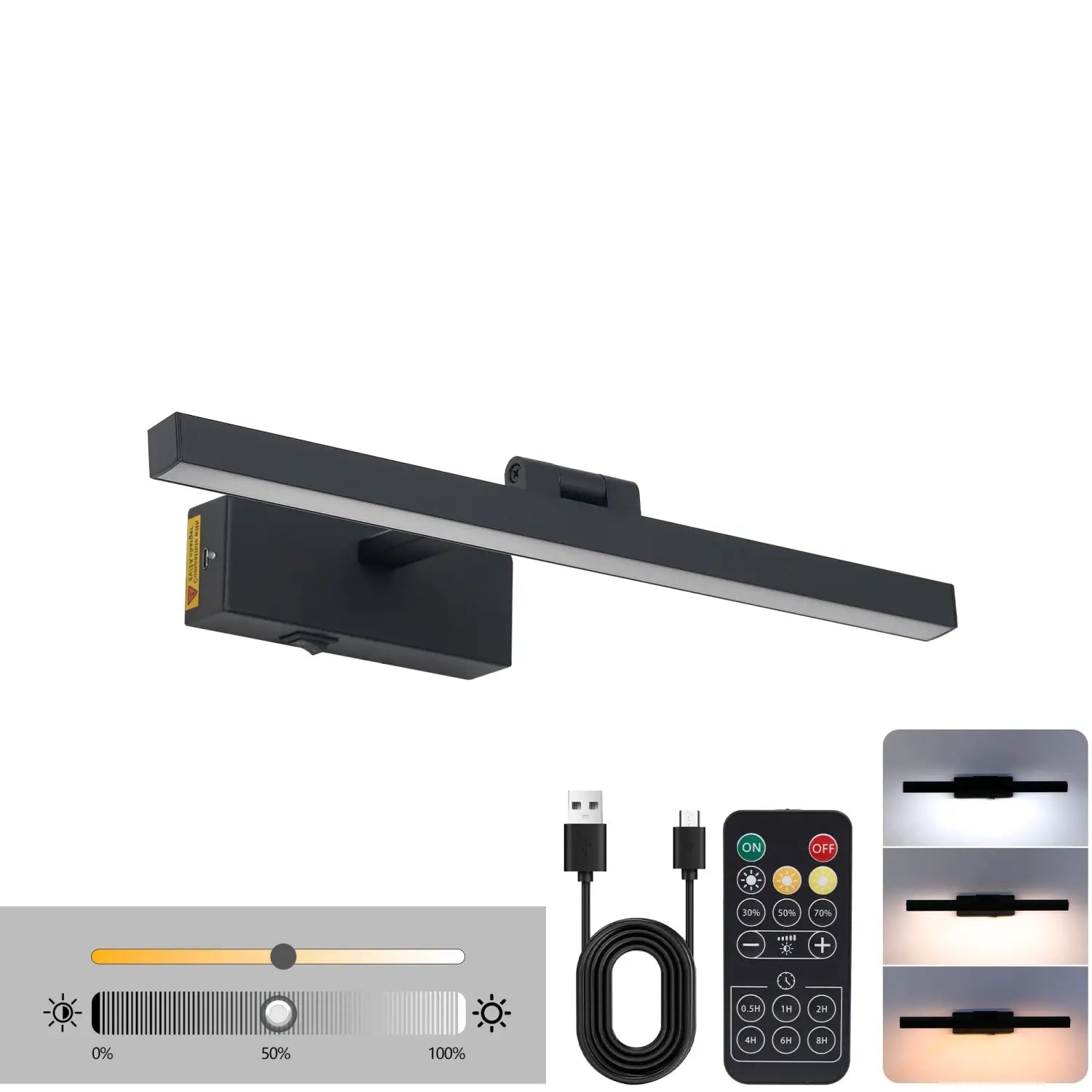 16-Inch Modern Black Dimmable LED Vanity Lights for Wall Lighting - Black - Indoor Wall Light