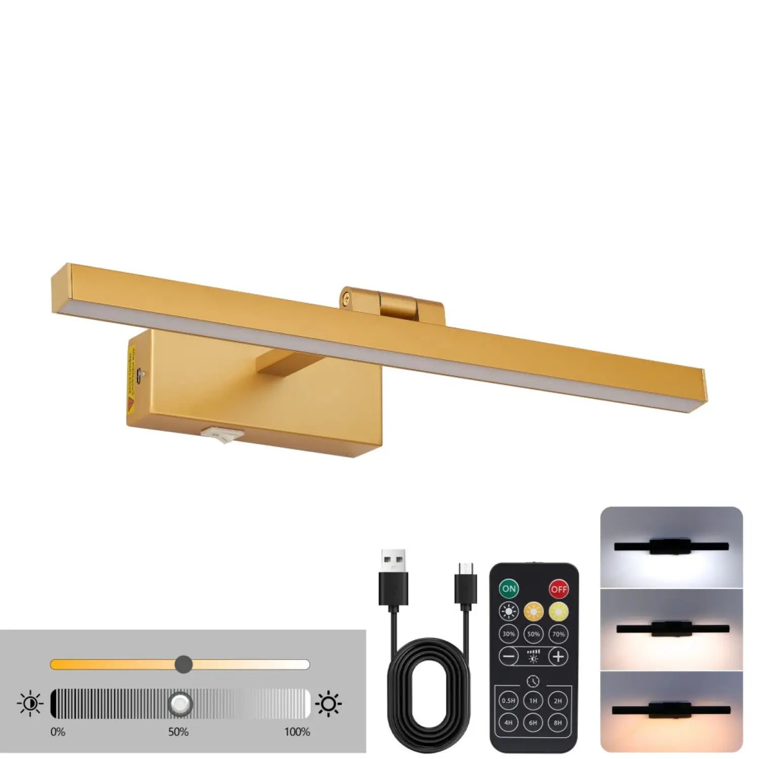 16 inch golden rechargeable vanity lights led fixture indoor wall