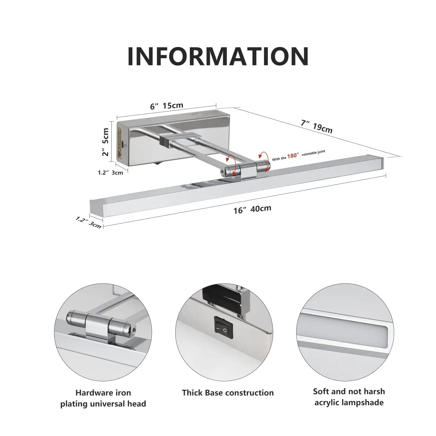 16 inch wall lights with batteries rechargeable