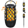 Outdoor Light with Speaker 4-in-1 Wireless Flame Effect Garden Lamp - Black - Solar Light