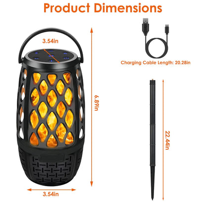 1Pc 4 In 1 Wireless 5.3 Outdoor Speaker IPX5 Waterproof Patio Speaker LED Flame Speaker With 3 Flame Light Modes Hook