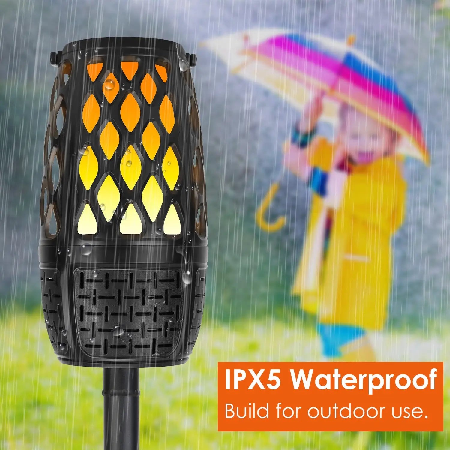 1Pc 4 In 1 Wireless 5.3 Outdoor Speaker IPX5 Waterproof Patio Speaker LED Flame Speaker With 3 Flame Light Modes Hook