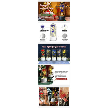 2 In 1 Rose Flowers in Creative LED Glass Lamp with Bluetooth for Home Decor - 12V Hanging Light