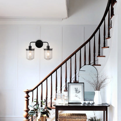 2-Light With Clear Glass Shade,Modern Sconce Industrial Indoor Light Fixture For Bathroom Living Room Bedroom Over