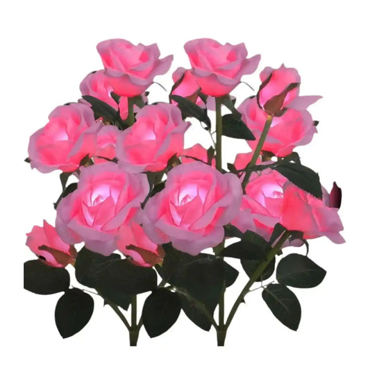 2-Pack Color Changing Solar Lights Path with 14 Rose Flowers for Outdoor