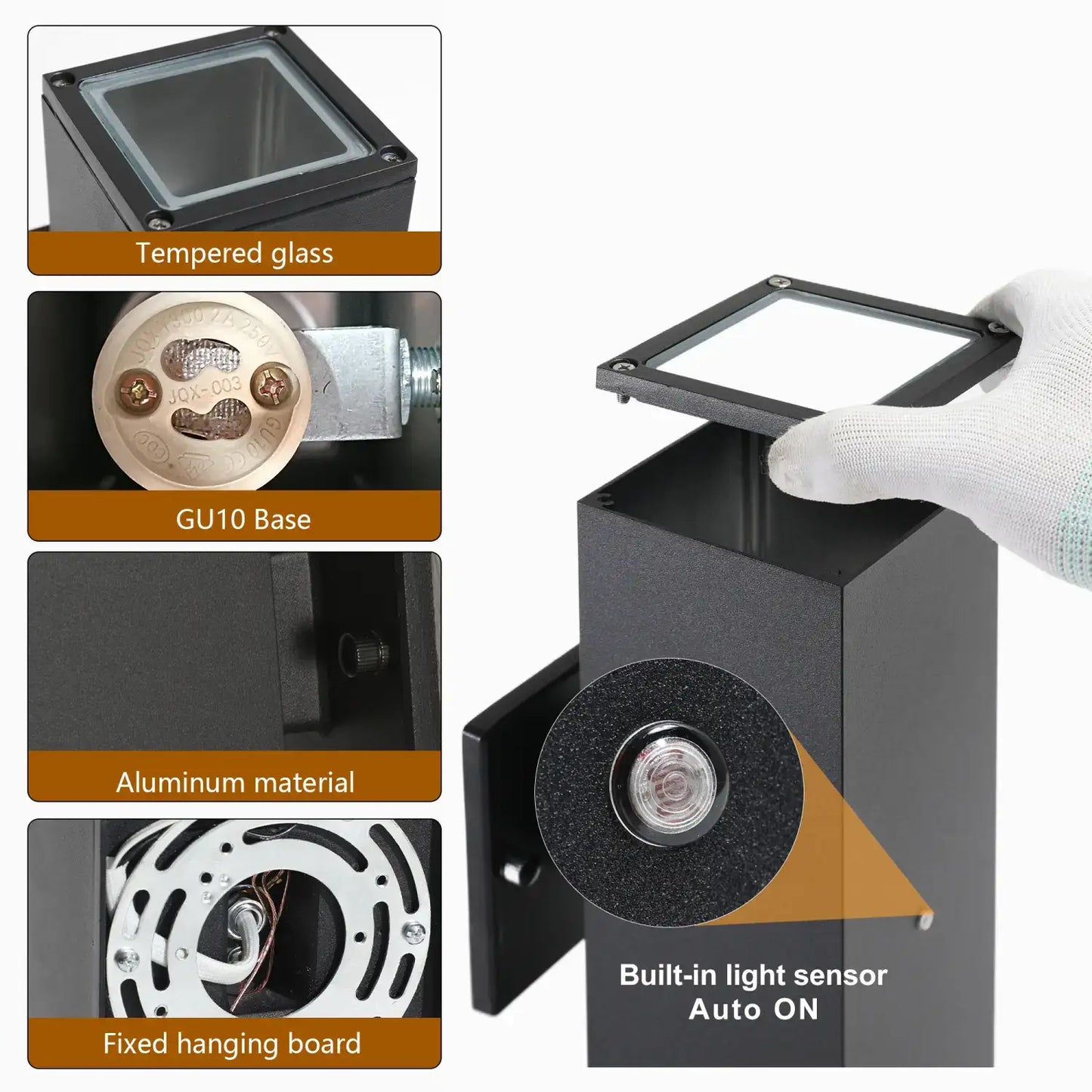 2 pack Outdoor Wall Light with Sensor Modern Dusk to Dawn Sconce - Black - Outdoor Wall Lights
