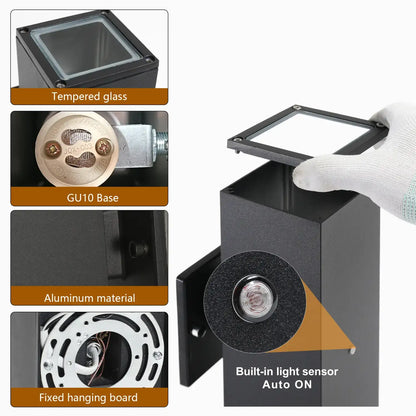 2 pack Outdoor Wall Light with Sensor Modern Dusk to Dawn Sconce - Black - Outdoor Wall Lights