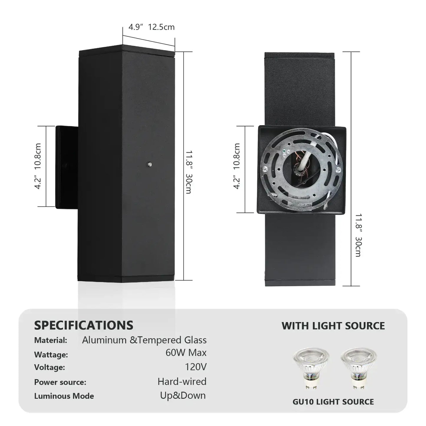 2 pack Outdoor Wall Light with Sensor Modern Dusk to Dawn Sconce - Black - Outdoor Wall Lights