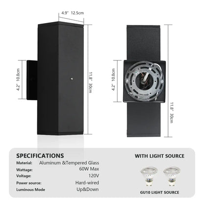 2 pack Outdoor Wall Light with Sensor Modern Dusk to Dawn Sconce - Black - Outdoor Wall Lights