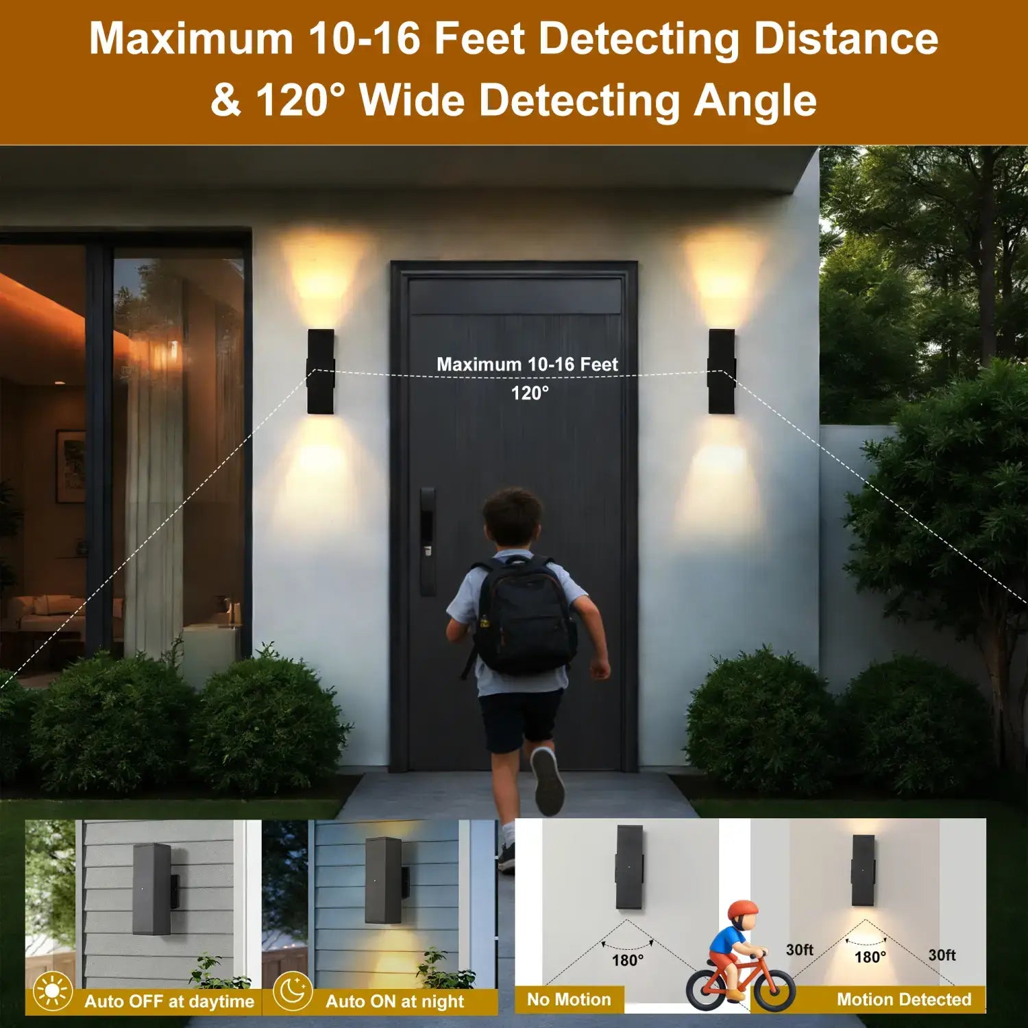 2 pack Outdoor Wall Light with Sensor Modern Dusk to Dawn Sconce - Black - Outdoor Wall Lights