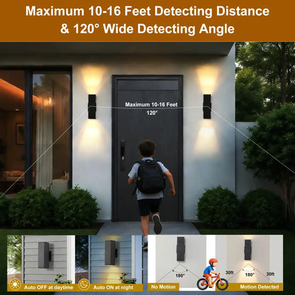 2 pack Outdoor Wall Light with Sensor Modern Dusk to Dawn Sconce - Black - Outdoor Wall Lights
