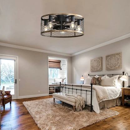 Metallic Black Ceiling Fan Black 12V Hanging Light