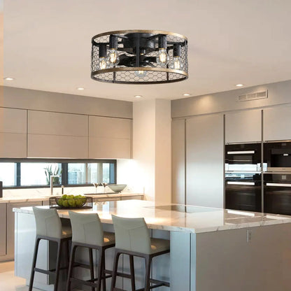 Metallic Black Ceiling Fan Black 12V Hanging Light