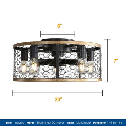 Metallic Black Ceiling Fan Black 12V Hanging Light