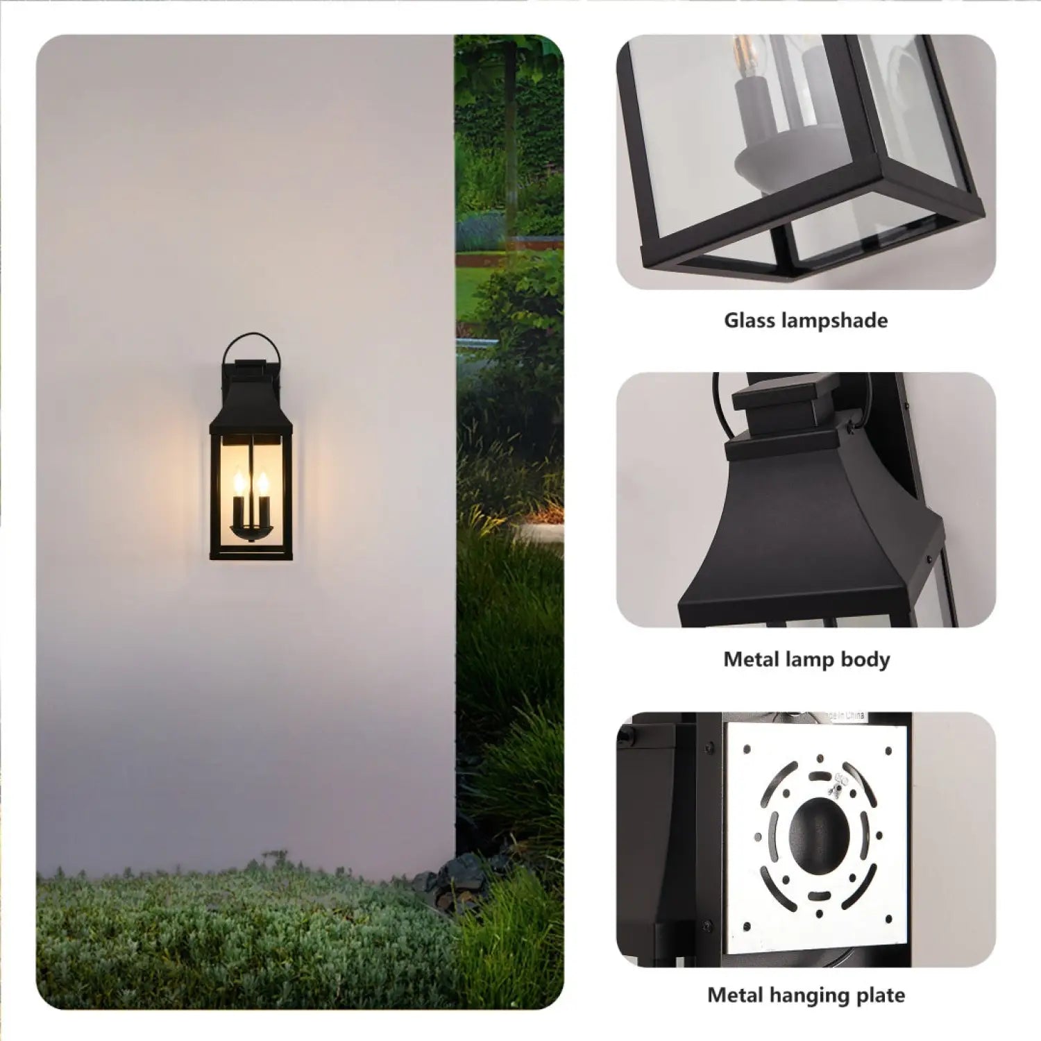 20’’ Modern Outdoor Wall Lantern Black: 2-Light Exterior Wall Sconce - Black - Outdoor Wall Lights