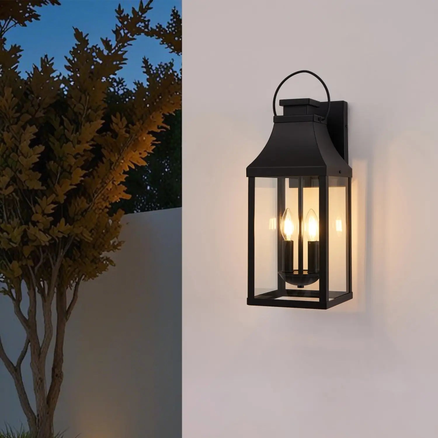 20’’ Modern Outdoor Wall Lantern Black: 2-Light Exterior Wall Sconce - Black - Outdoor Wall Lights