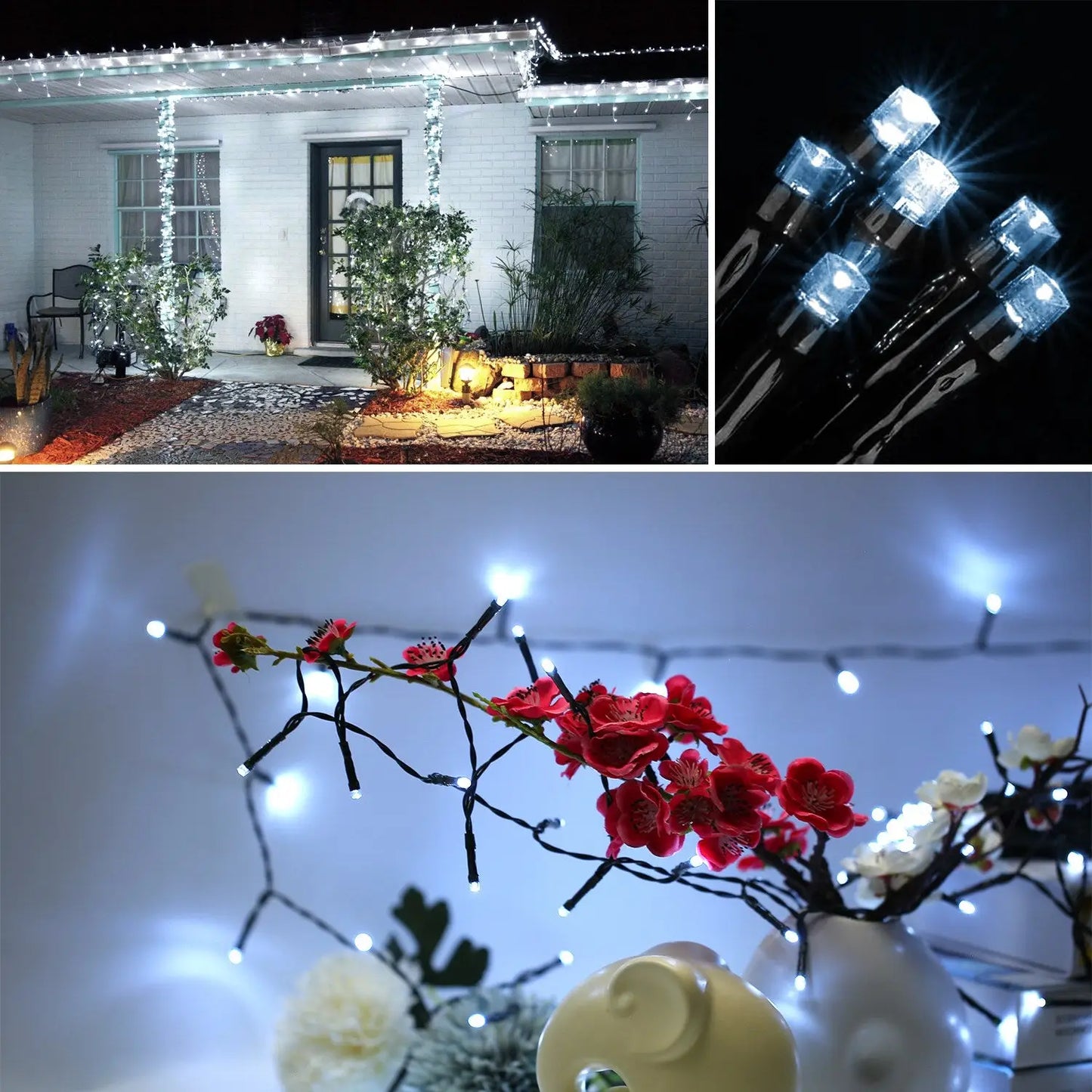 200 LED Solar Outdoor String Lights – 22M 8 Modes IP44 Waterproof - White - Decorative Lights
