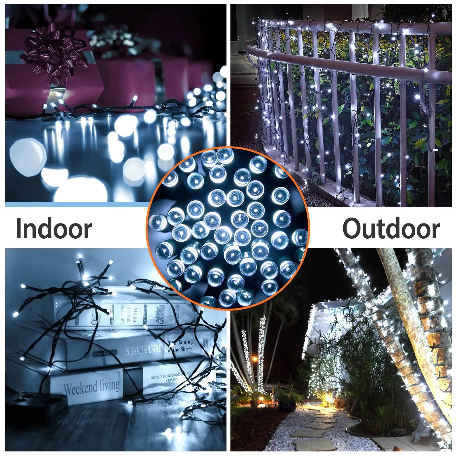 200 LED Solar Outdoor String Lights – 22M 8 Modes IP44 Waterproof - White - Decorative Lights