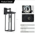 20inch Height Set Of 2 Modern Outdoor Wall Lanterns With Black Metal Frame And Clear Glass Weatherproof Wall Sconces