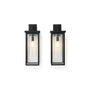20inch Height Set Of 2 Modern Outdoor Wall Lanterns With Black Metal Frame And Clear Glass Weatherproof Wall Sconces