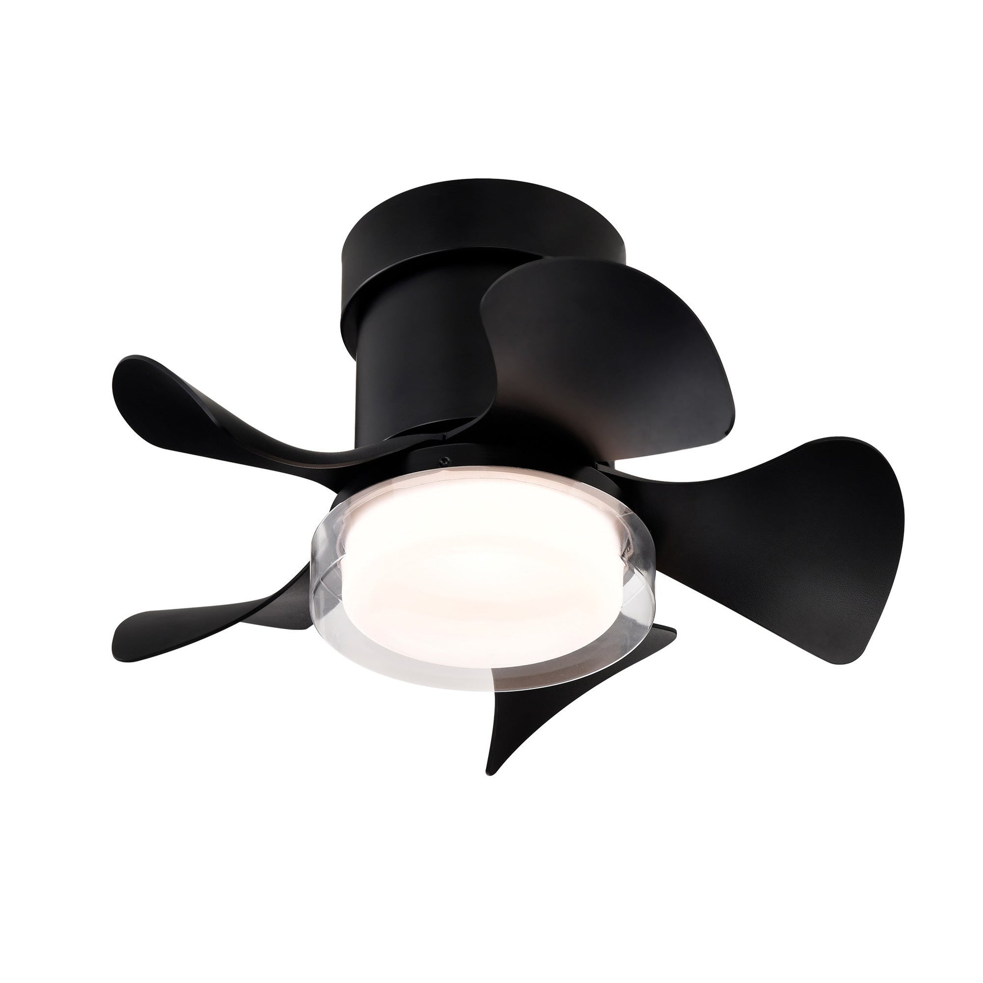 21’’ Matte Black Ceiling Fans with Lights Quiet DC Motor & Remote Black 12V Hanging Light