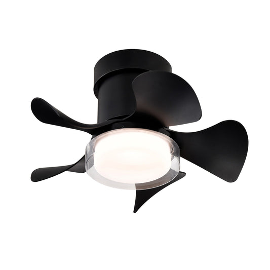 21’’ Matte Black Ceiling Fans with Lights Quiet DC Motor & Remote Black 12V Hanging Light