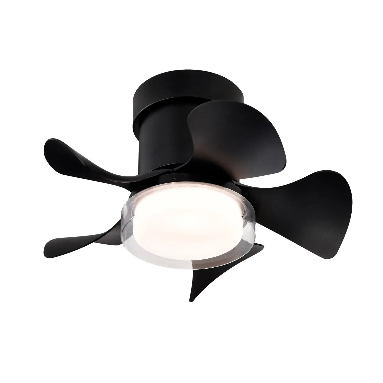 21’’ Matte Black Ceiling Fans with Lights Quiet DC Motor & Remote Black 12V Hanging Light