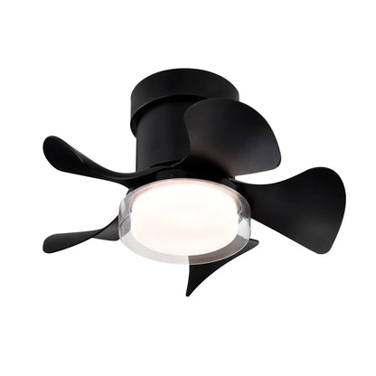 21’’ Matte Black Ceiling Fans with Lights Quiet DC Motor & Remote Black 12V Hanging Light